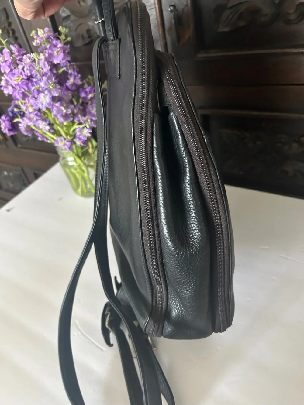 Ellington Black Leather Men's Backpack